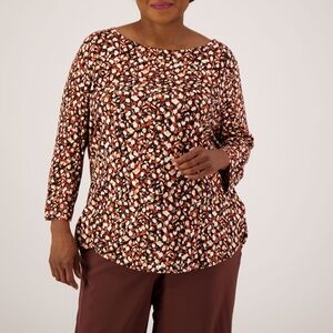 Emaline Paint Drop Multicolor Woman’s Boatneck Top Size 1X NWT